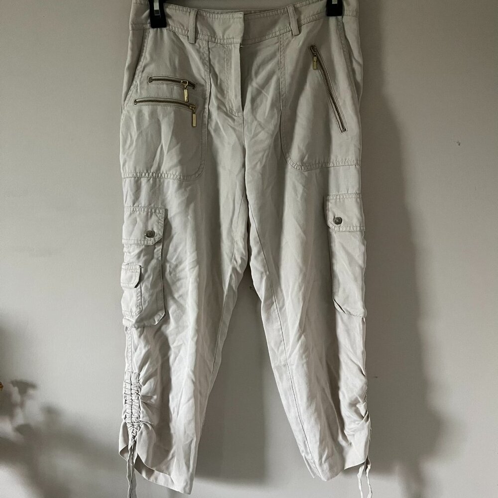 Cache Capri Cropped Cargo Pants Size 0 Light Crea… - image 1